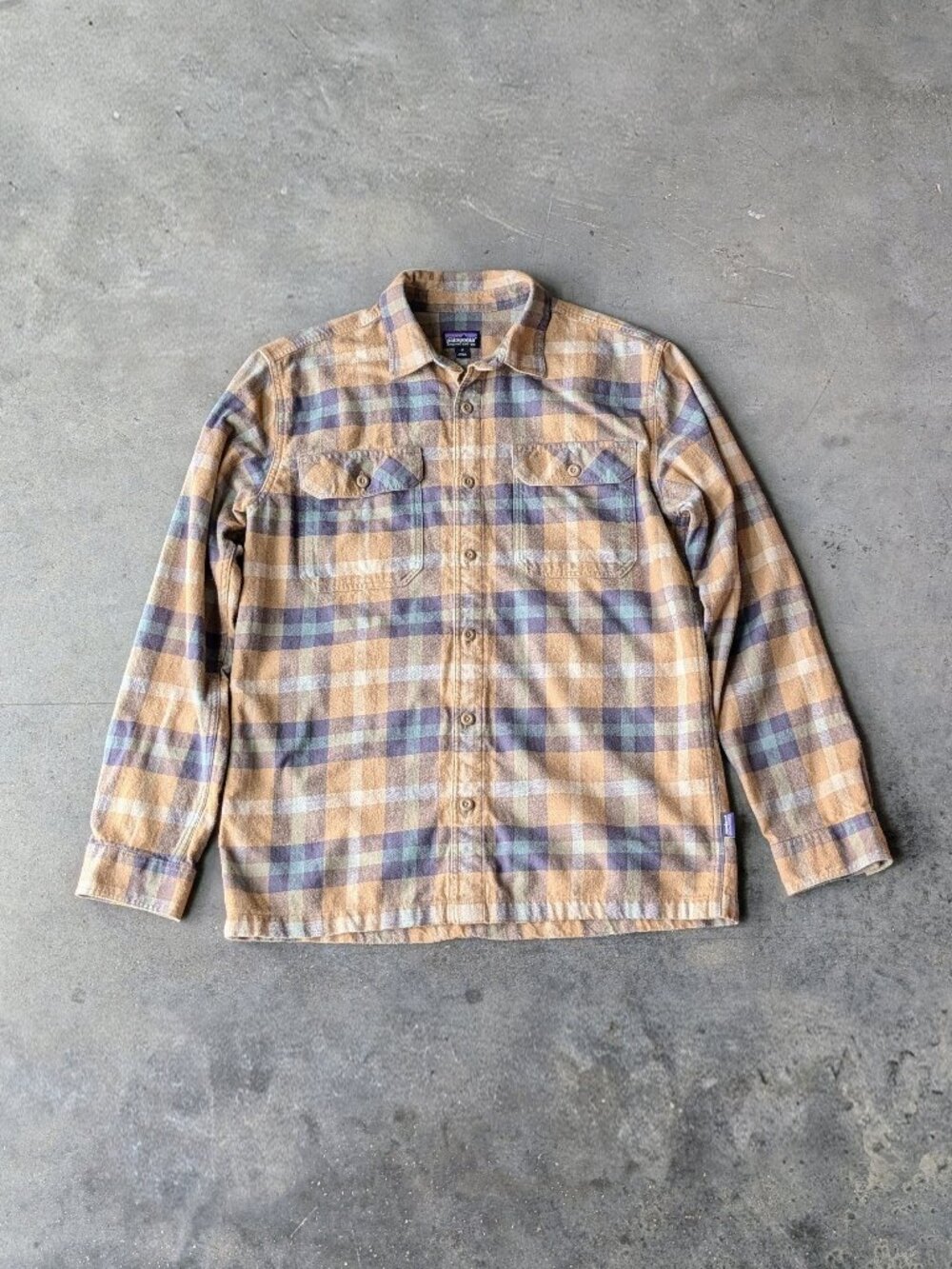 Patagonia Fjord Flannel Shirt Long Sleeve Organic Cotton Forage Mojave Khaki